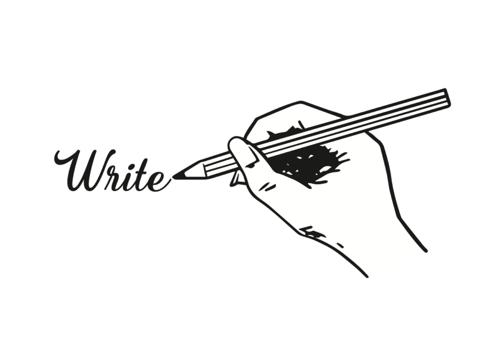 「White」と鉛筆で書くイラスト